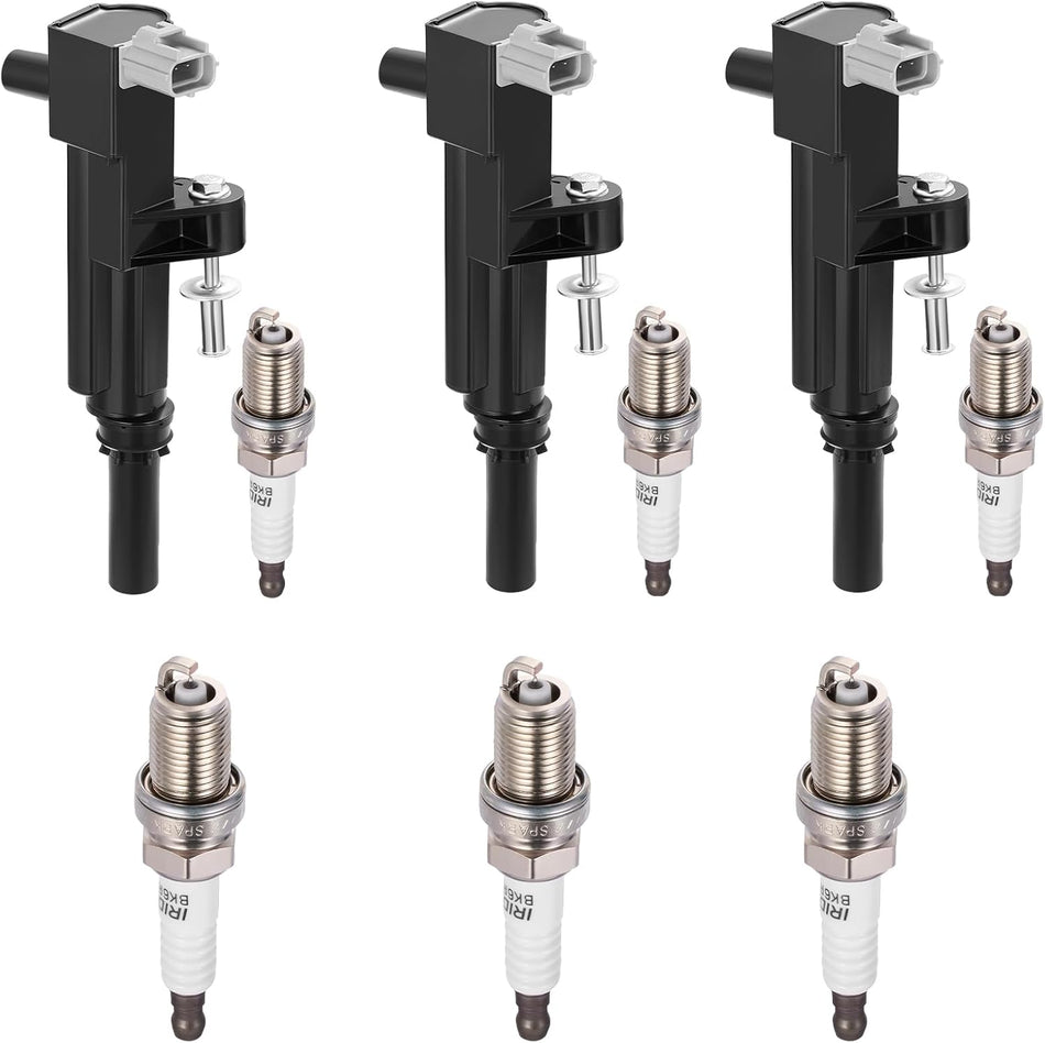 BDFHYK 3 Ignition Coil Pack UF640 and 6 Iridium Spark Plug 4504 Compatible with Dodge Dakota Nitro Ram 1500, Compatible with Jeep Commander Grand Cherokee Liberty 3.7L V6 Coil for GN10457 5149199AA