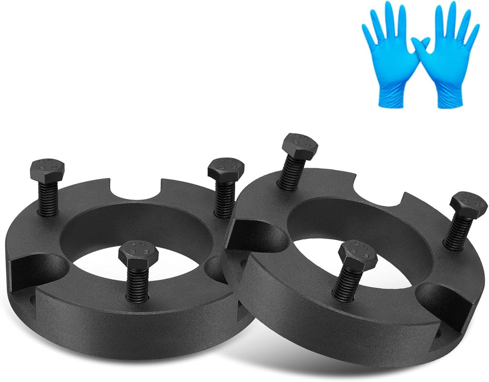 BDFHYK 2" Front leveling kit fit Compatible 1999-2006 Tundra 2WD 4WD, 1999-2006 Sequoia 2x2 4x4 - Suspension Strut Upper Top Aluminum Black Spacers