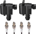 BDFHYK 2 Ignition Coil UF246 and 4 Iridium Spark Plug 7090 For Chevy 1998-1999 Prizm; Toyota 1998-1999 Corolla 1.8L L4