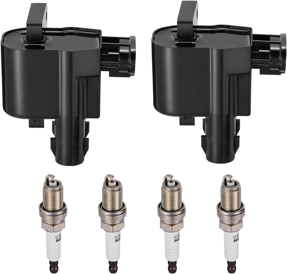 BDFHYK 2 Ignition Coil Pack UF246 and 4 Iridium Spark Plug 7090 Compatible with Chevy 1998-1999 Prizm 1.8L l4; Compatible with Toyota 1998-1999 Corolla 1.8L l4 Coil for 5C1075 C651 CUF246 C246