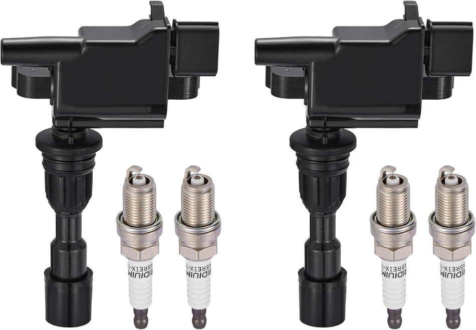 BDFHYK 2 Ignition Coil Pack UF408 and 4 Iridium Spark Plug 7090 Compatible with Mazda 2001-2005 Miata 1.8L l4 Coil for 5C1202 72932012 9212060 C1339 E428 EBC1495 GN10437