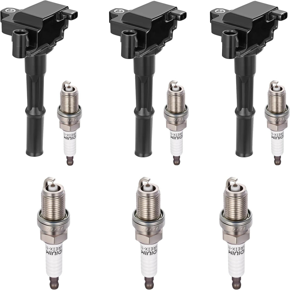 BDFHYK 3 Ignition Coil Pack UF156 and 6 Iridium Spark Plug 4503 Compatible with Toyota 1995-2004 Tacoma, 2000-2004 Tundra, 1996-2002 4Runner, 1995-1998 T100 3.4L V6 Coil for C1041 GN10184