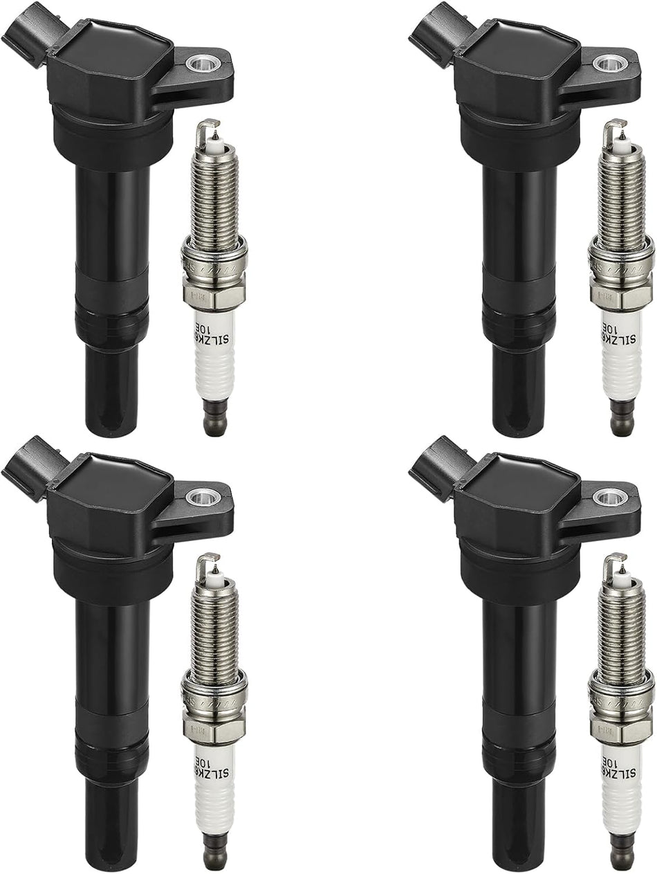 BDFHYK Ignition Coil Pack UF651 and Iridium Spark Plug 9686 Compatible with Kia Soul 2012 2013 2014 2015 Hyundai Elantra Coupe GT 2016-2018 Hyundai Tucson Kia Forte Coil Pack 1.8L 2.0L l4 Set of 4