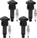 BDFHYK 4 Ignition Coil UF707 and 4 Iridium Spark Plug 93655 for Hyundai Veloster; Kia Forte Koup, Forte5 1.6L L4 2014-2015