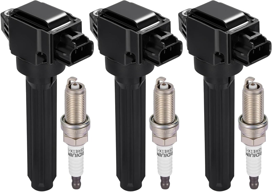 BDFHYK 3 Ignition Coil Pack UF815 and 3 Iridium Spark Plug 5018 Compatible with Mitsubishi Mirage 2014-2015 1.2L l3 Coil for 1832A057 1832A096 FK0443