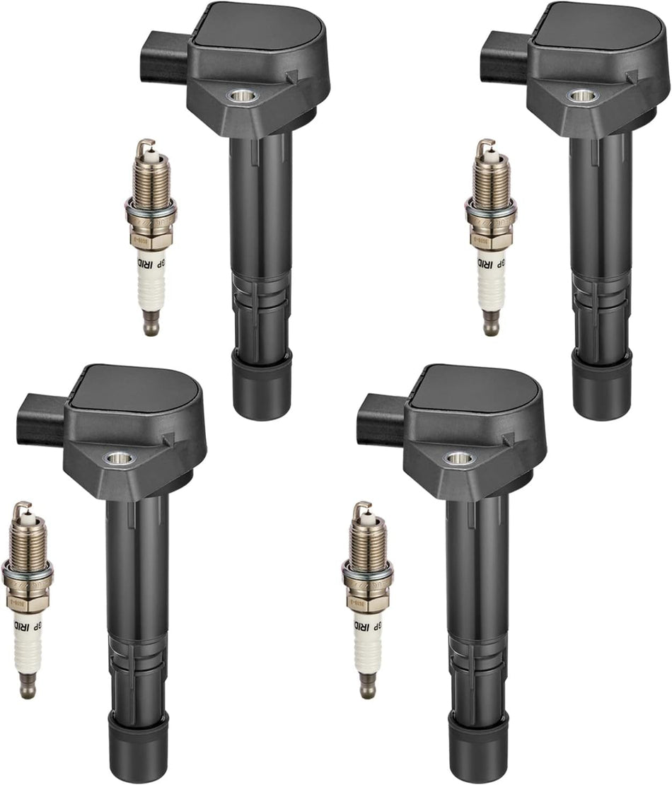 BDFHYK Ignition Coil Pack UF400 and Iridium Spark Plug ZFR6FGP Compatible with Honda Civic 2001-2005 Acura EL 2002 2003 2004 Honda Coil Pack 1.8L Set of 4