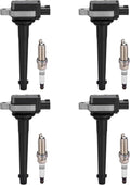 BDFHYK 4 Ignition Coil UF591 and 4 Iridium Spark Plug 5118 For Nissan 2007-2009 Sentra 2.0L l4, Coil for 5C1075 C651 CUF246