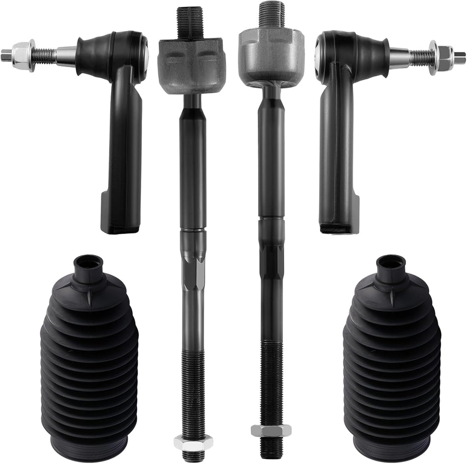 BDFHYK 6pcs Front Inner & Outer Tie Rod Ends Kit w/Tie Rod Boot Compatible with 2007-2014 Lincoln Navigator, 2007-2014 Expedition 2009-2014 F150 Replacement for EV800457 ES800515 ES800514