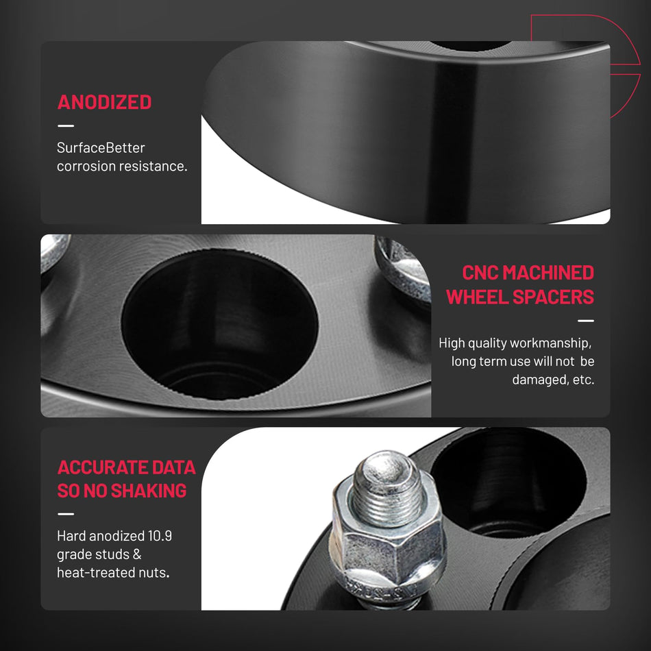 BDFHYK 5x4.5 Wheel Spacers 1.5 inch(38mm) Spacers 5x114.3 Thread Pitch 1/2-20 Stud & 70.5 mm Center Bore, Compatible with Lincoln Town, Mustang Edge Crown Victoria Ranger Explorer, Set of 4