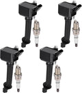 BDFHYK 4 Ignition Coil UF821 and 4 Iridium Spark Plug 91970 for Buick Cascada 1.6L L4 2016-2019