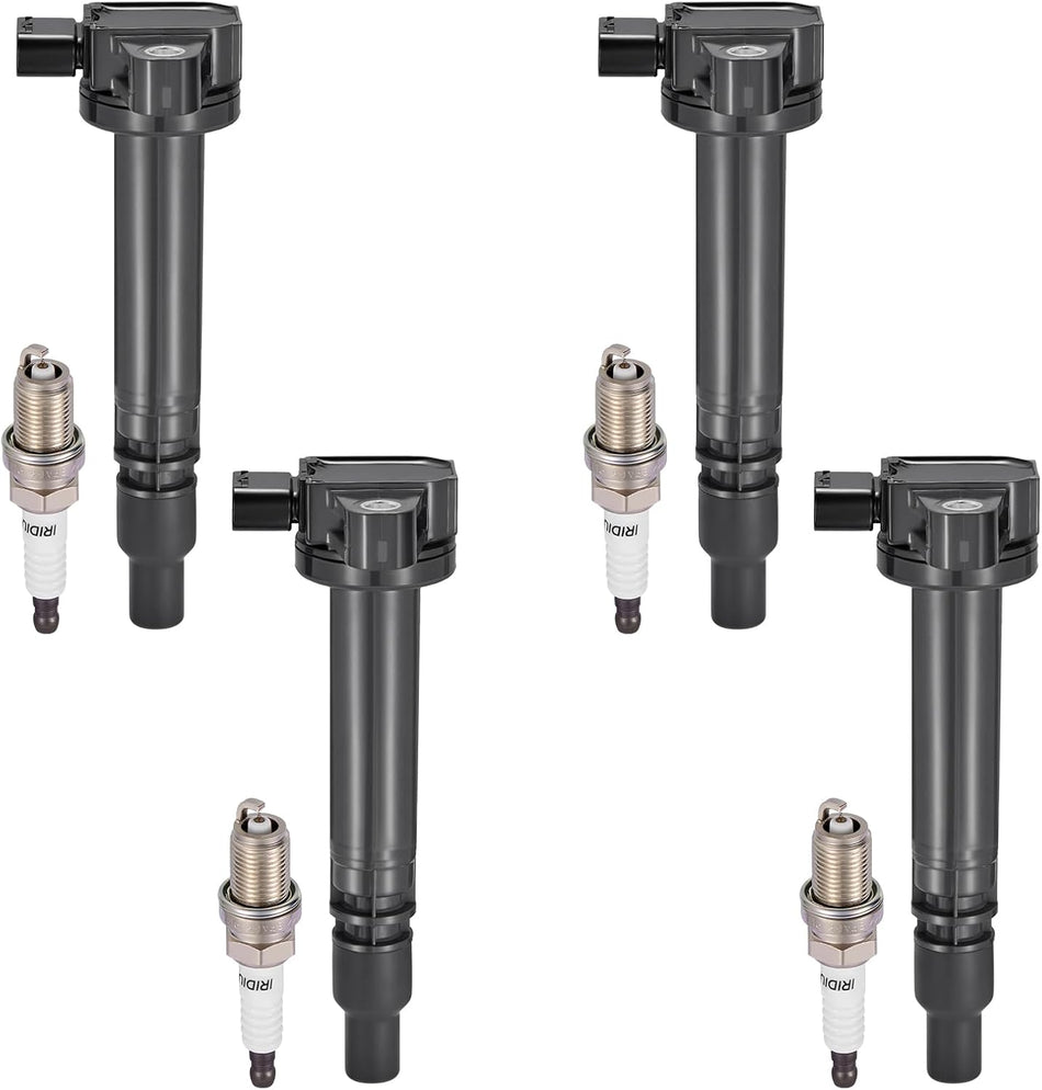 BDFHYK 4 Ignition Coil Pack UF323 and 4 Iridium Spark Plug 4996 Compatible with Toyota 2000-2004 Tacoma 2.4L 2.7L l4, 2000 4Runner 2.7L l4 Coil for 5C1304
