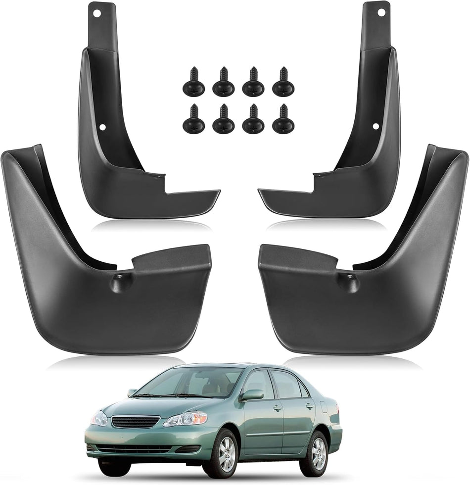 BDFHYK Mud Flaps Splash Guards High Temperature Resistance Front & Rear Side Mud Guards PP and TPO Material Compatible with Toyota Corolla 2003-2008 (Sedan Only) 9th Gen 4 Pcs Black