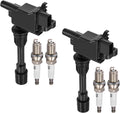 BDFHYK 2 Ignition Coil UF407 and 4 Iridium Spark Plug 2382 for Mazda Protege, Protege5 2.0L L4 2001-2003