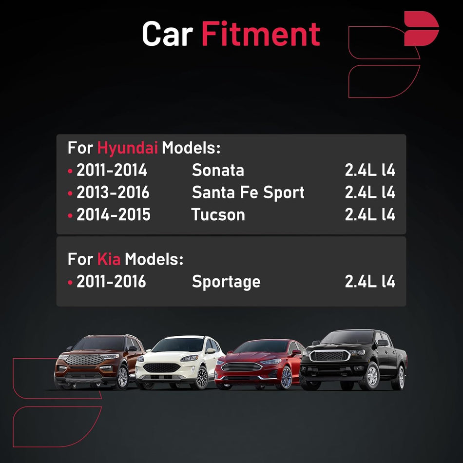 BDFHYK Set of 4 Iridium Spark Plug Compatible with Hyundai 2013-2016 Santa Fe Sport,2014-2015 Tucson,2011-2014 Sonata, Compatible with Kia 2011-2016 Sportage 2.4L L4 Engine Replacement for 18847-11160