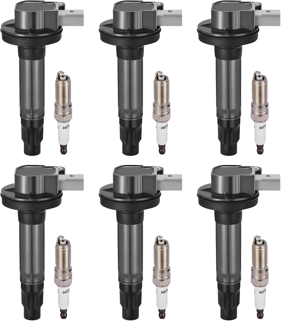 BDFHYK 6 Ignition Coil Pack UF612 and 6 Iridium Spark Plug SP534 Compatible with Ford 2010-2012 Flex,2010-2012 Taurus;Compatible with Lincoln 2010-2012 MKS,2010-2012 MKT 3.5L Coil for GN10843 5C1856