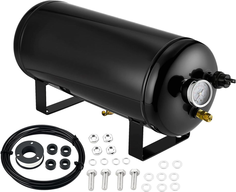 BDFHYK 2.0 Gallon Air Tank,6 Ports with 1/4-Inch NPT Thread,150 PSI Rated for Air Suspension System,Air Brake System,Tire Inflation,and Truck & Train Horns