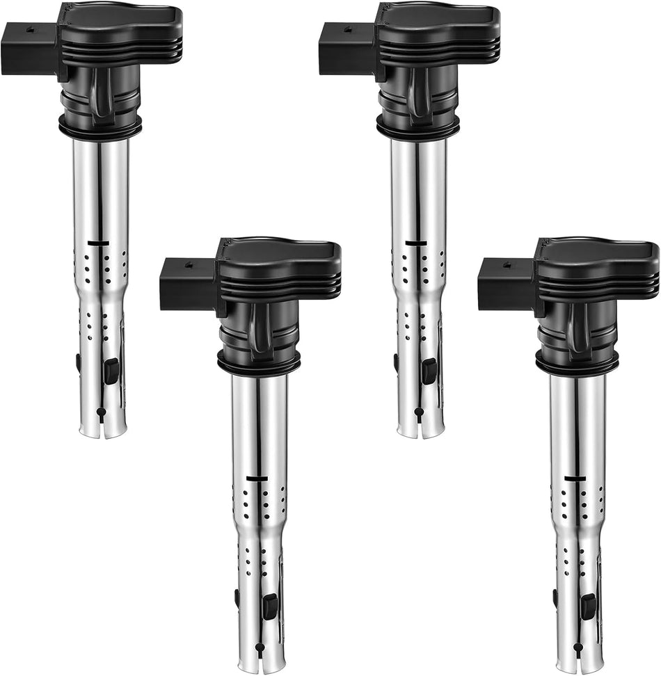 BDFHYK Ignition Coil Pack Set of 4 Compatible with Tiguan VW Jetta Rabbit Beetle Passat Golf GTI Eos CC, Compatible with Audi A3 A4 Allroad A5 A6 Quattro Q3 Q5 TT 1.6L 2.0L 2.5L Replacement for UF575