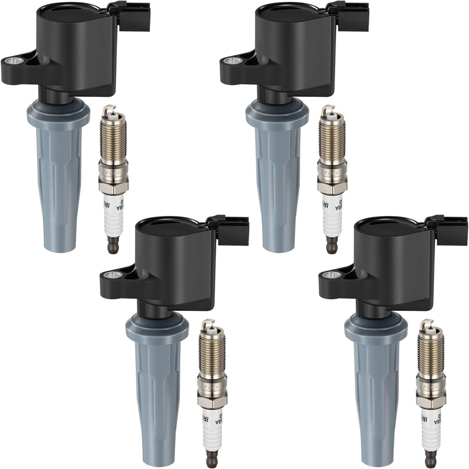 BDFHYK Ignition Coil Pack UF621 and Iridium Spark Plugs 5019 Compatible with Lincoln MKZ, Mariner Milan, Fusion Transit Connect Escape C-Max,Compatible with Mazda Tribute 2.0L 2.5L L4 DG522,Set of 4