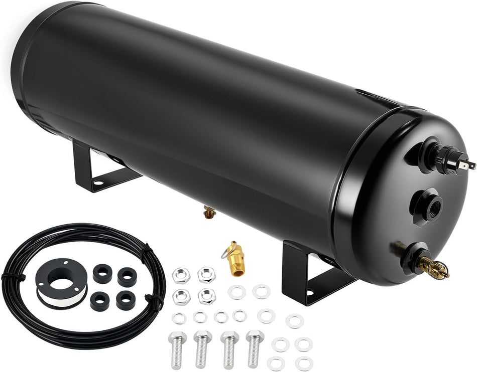 BDFHYK 4.0 Gallon Air Tank,3 Ports with 1/4-Inch NPT Thread and 4 Ports with 3/8-Inch NPT Thread,200 PSI Rated for Air Suspension System,Air Brake System,Tire Inflation,and Truck & Train Horns
