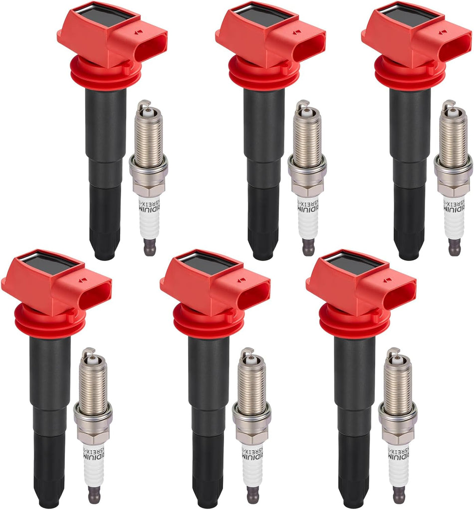 BDFHYK 6 Ignition Coil Pack UF660 and 6 Iridium Spark Plug AP5325 Compatible with Porsche 2008-2018 Cayenne 4.8L V8, 2011-2016 Panamera 3.6L V6, 2010-2016 Panamera 4.8L V8 Coil for 94860210410