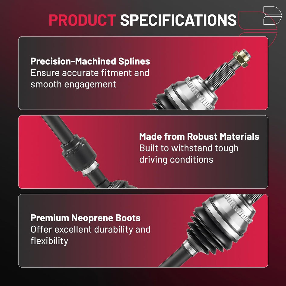 BDFHYK 2PCS NCV69055 NCV69184 CV Axle Shaft Assembly Front Left+Right Compatible with Compatible with Toyota Sienna 2011-2016