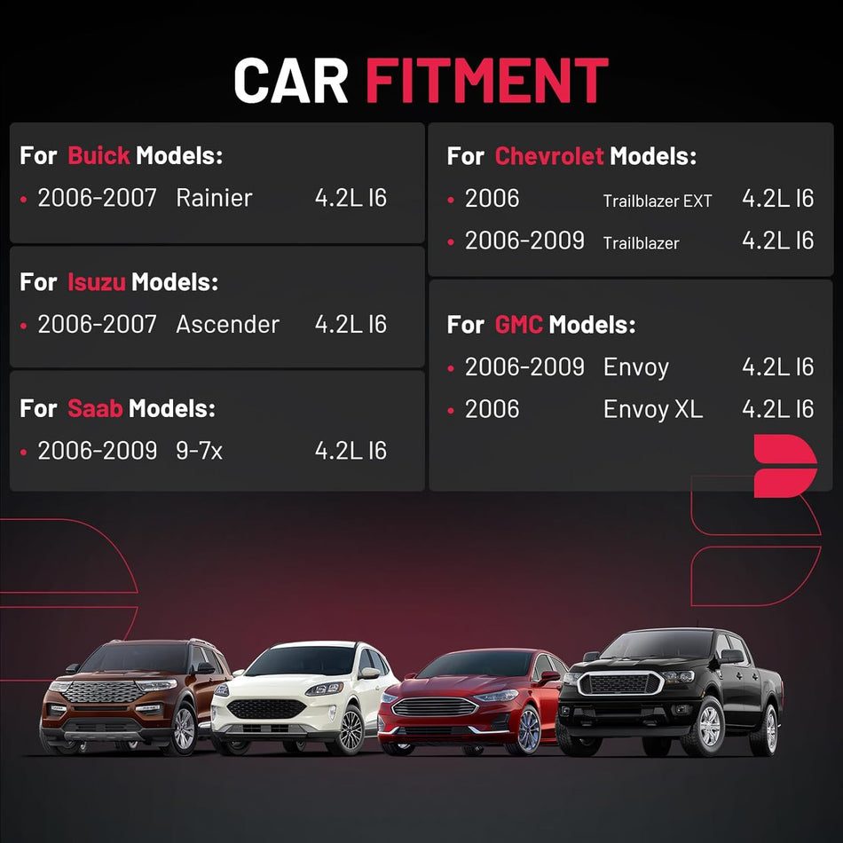 BDFHYK Ignition Coils Pack Compatible with 2006-2009 GMC Envoy XL,Compatible with Chevy Trailblazer EXT,9-7x,Rainier,Ascender l6 4.2L Coil for UF497 12612369 Set of 6