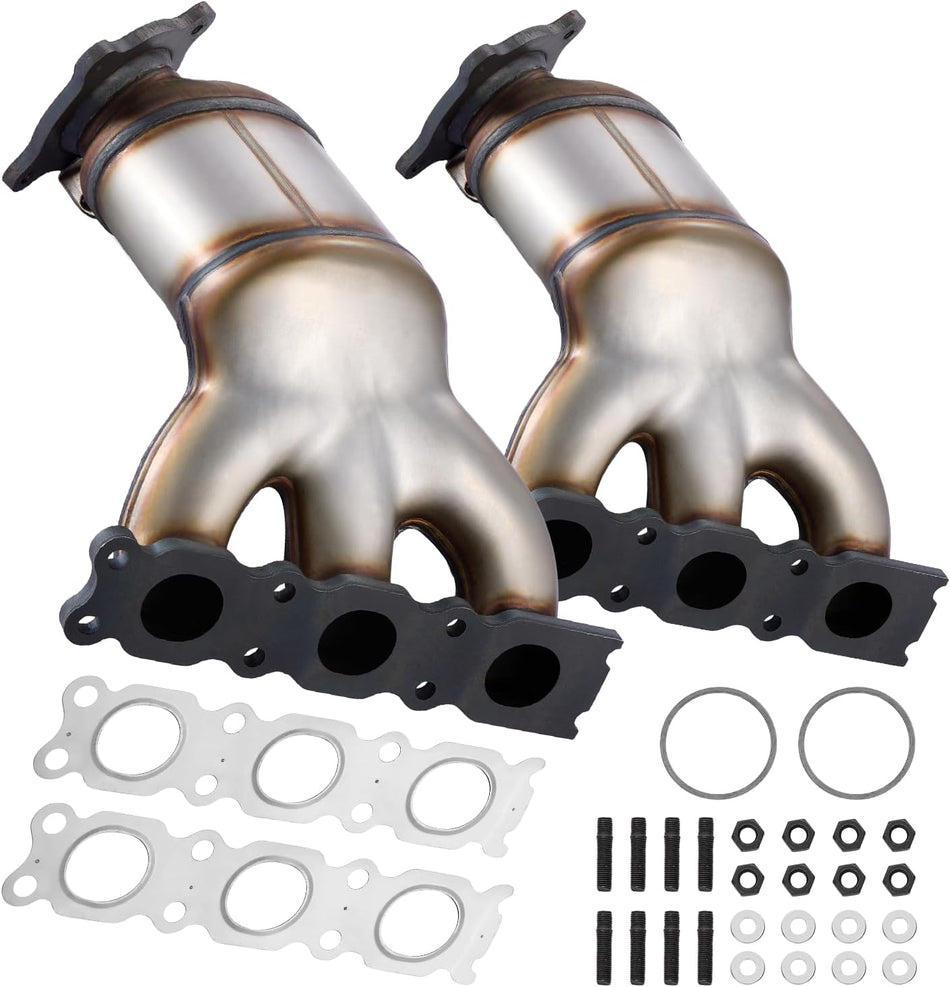 BDFHYK 2-PC Left and Right Catalytic Converter Kit Compatible with Volvo XC70 08-10, Compatible with Land Rover LR2 08-12, L6 3.6L, EPA Compliant, Replace 641423