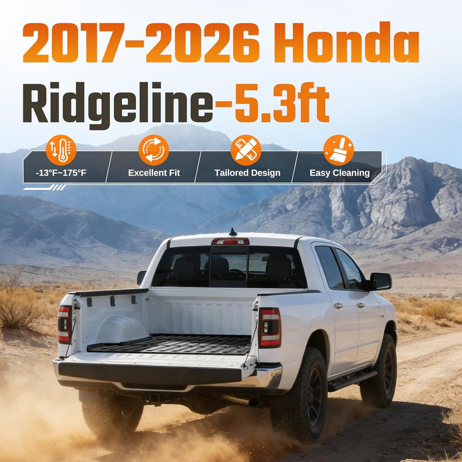 2017-2026 Honda Ridgeline 5.3FT Bed Truck Bed Mat, High-Wall TPE Cargo Liner | BDFHYK