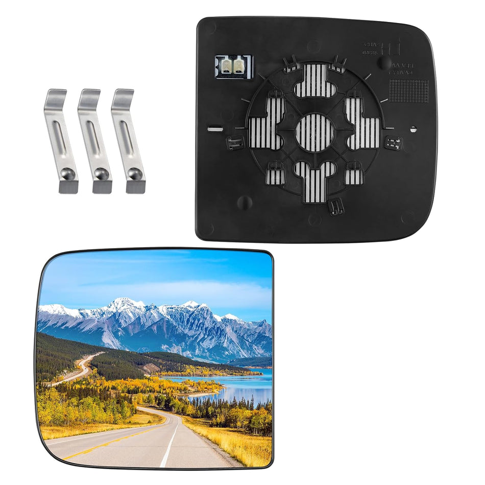 BDFHYK Mirror Glass Replacement Compatible with Dodge Ram 1500 2010, Compatible with Ram 1500 11-16, Side Exterior Mirror with Backing Plate, Replaces 68067727AA, Heated (Left Side)