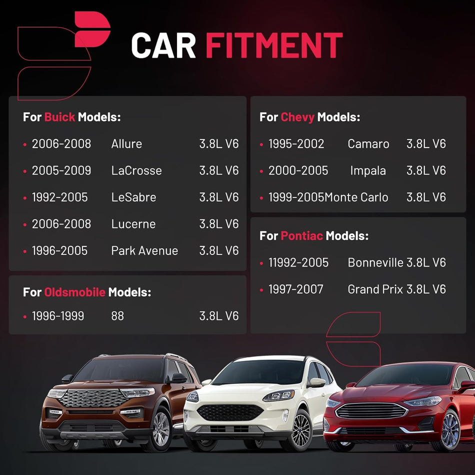 BDFHYK 3PCS Ignition Coil Pack D555 and 6PCS Iridium Spark Plugs 3951 Compatible with Buick Allure LaCrosse LeSabre Park Avenue, Compatible with Chevy Camaro Impala Monte Carlo,Bonneville 3.8L V6