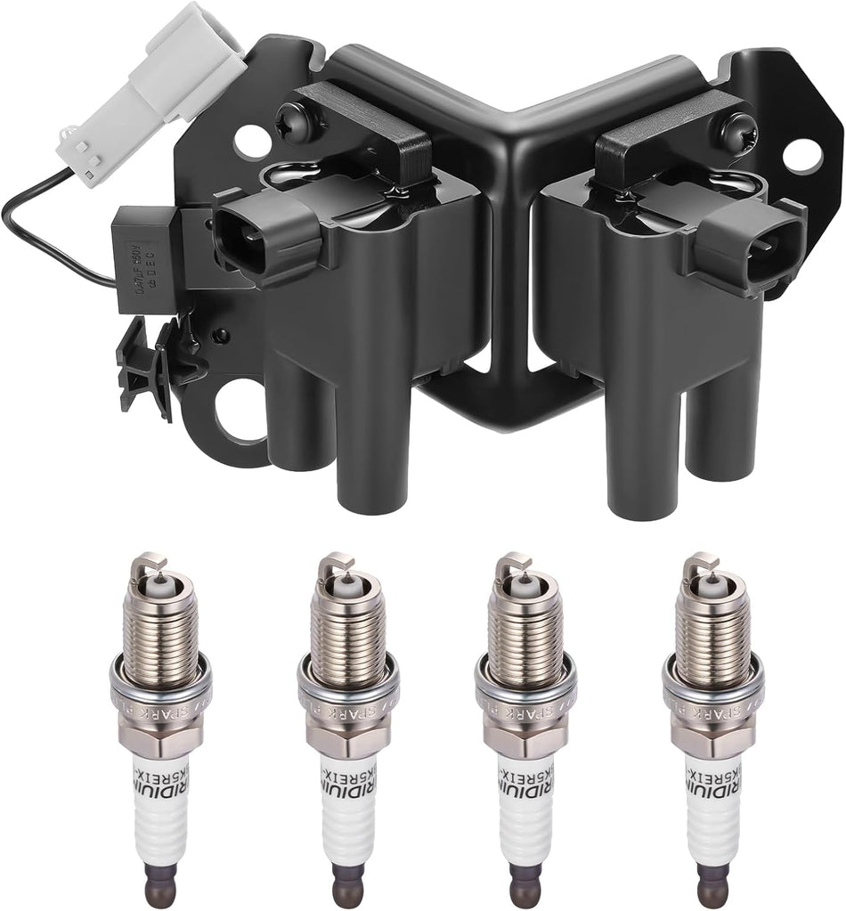 BDFHYK 1 Ignition Coil Pack UF308 and 4 Iridium Spark Plug 2382 Compatible with Hyundai Accent 2000-2003 1.5L l4 Coil for 2730122600 04887031