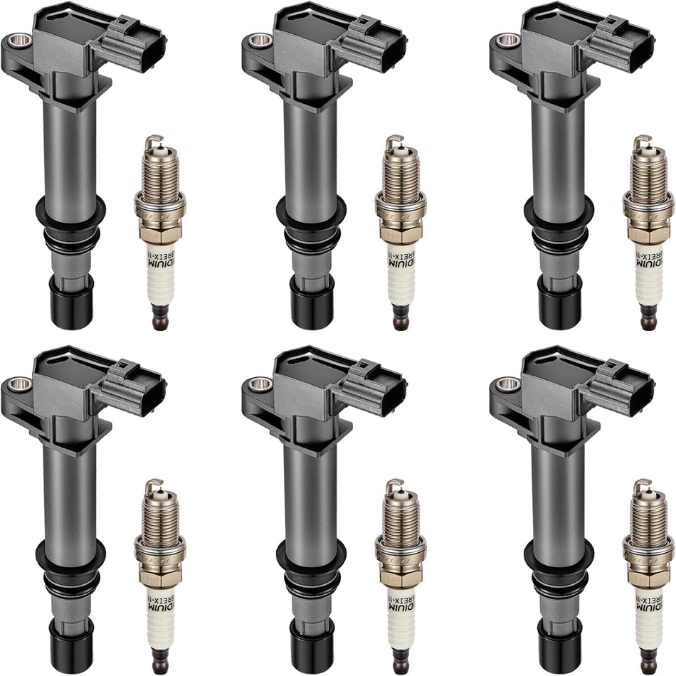 BDFHYK Ignition Coil Pack UF270 and Iridium Spark Plugs 4504 Compatible with Dodge Dakota Durango Nitro Ram 1500 Jeep Commander Grand Cherokee Liberty 3.7L V6, Sets of 6