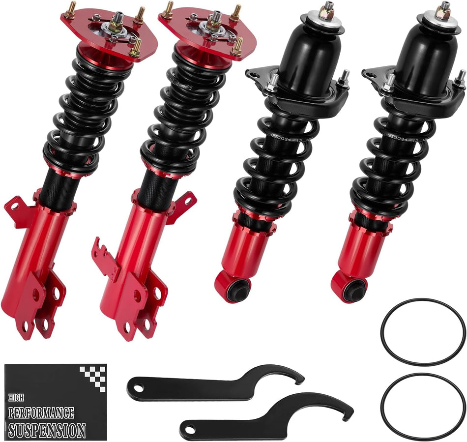 BDFHYK Coilovers Compatible with Toyota Corolla/Matrix 2003-2008 Shock Absorber Replacement 4 PCS, Adjustable Height Coilovers Suspension Kit Lowering Kit, Red