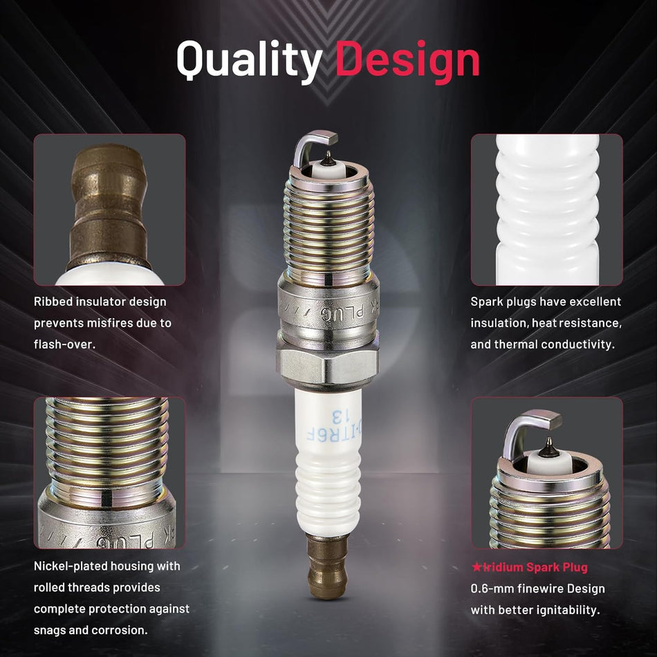 BDFHYK Set of 4 Iridium Spark Plug Compatible with Focus Escape Transit Connect, compatible with Mazda 3 Tribute,compatible with Mercury Mariner,2.0L 2.3L ELECTRIC L4,Engine Replacement for AP104 7963