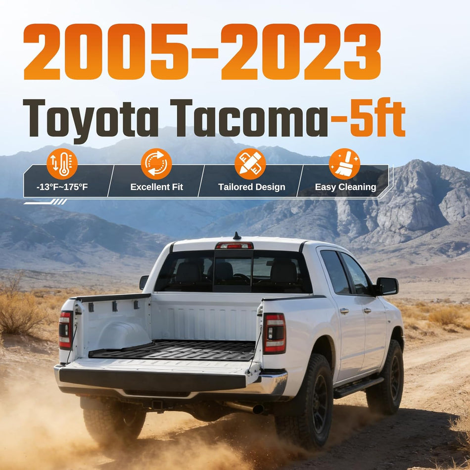 2005-2023 Toyota Tacoma 5FT Bed Truck Bed Mat, Custom Fit TPE Cargo Liner | BDFHYK