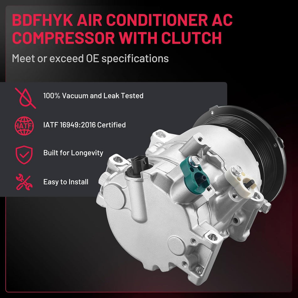 BDFHYK A/C Compressor 98386 For Toyota Hiace 2006-2019, Toyota Camry 2007-2009, RAV4 2006-2008 L4 2.7L