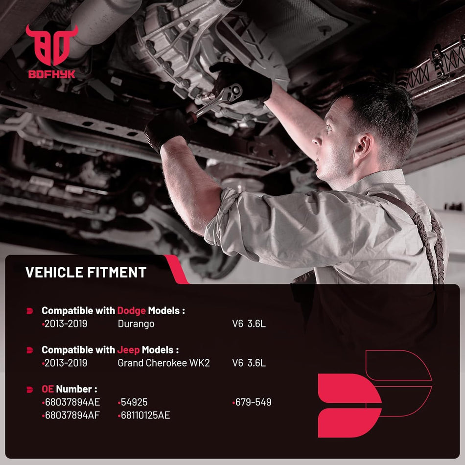 BDFHYK Right Exhaust Manifold Catalytic Converter with Gasket Kit Compatible with Dodge Durango 13-19, Compatible with Jeep Grand Cherokee 13-19, V6 3.6L, EPA Compliant, Replace 54925