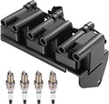 BDFHYK 1 Ignition Coil UF284 and 4 Iridium Spark Plug 5464 for Hyundai Sonata 1999-2001, Kia Magentis 2002-2006 2.5L 2.7L V6