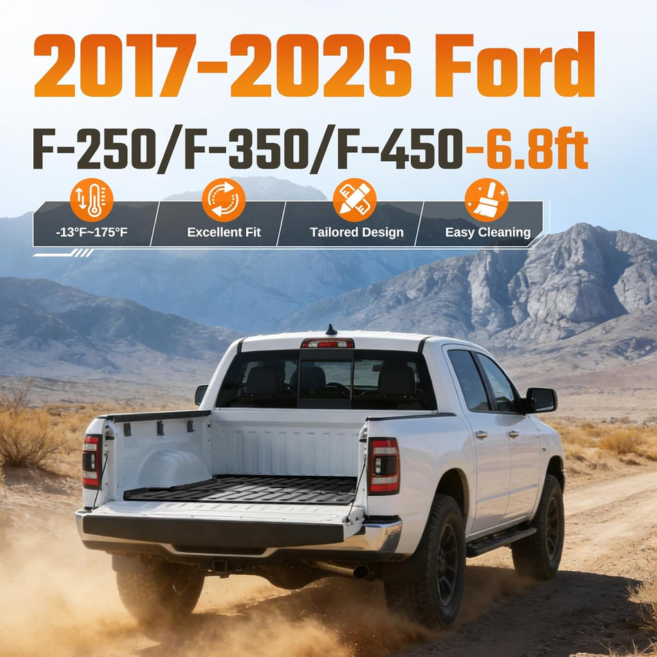 2017-2026 Ford Super Duty F250 F350 F450 6.8FT Bed Truck Bed Mat, TPE Cargo Liner | BDFHYK