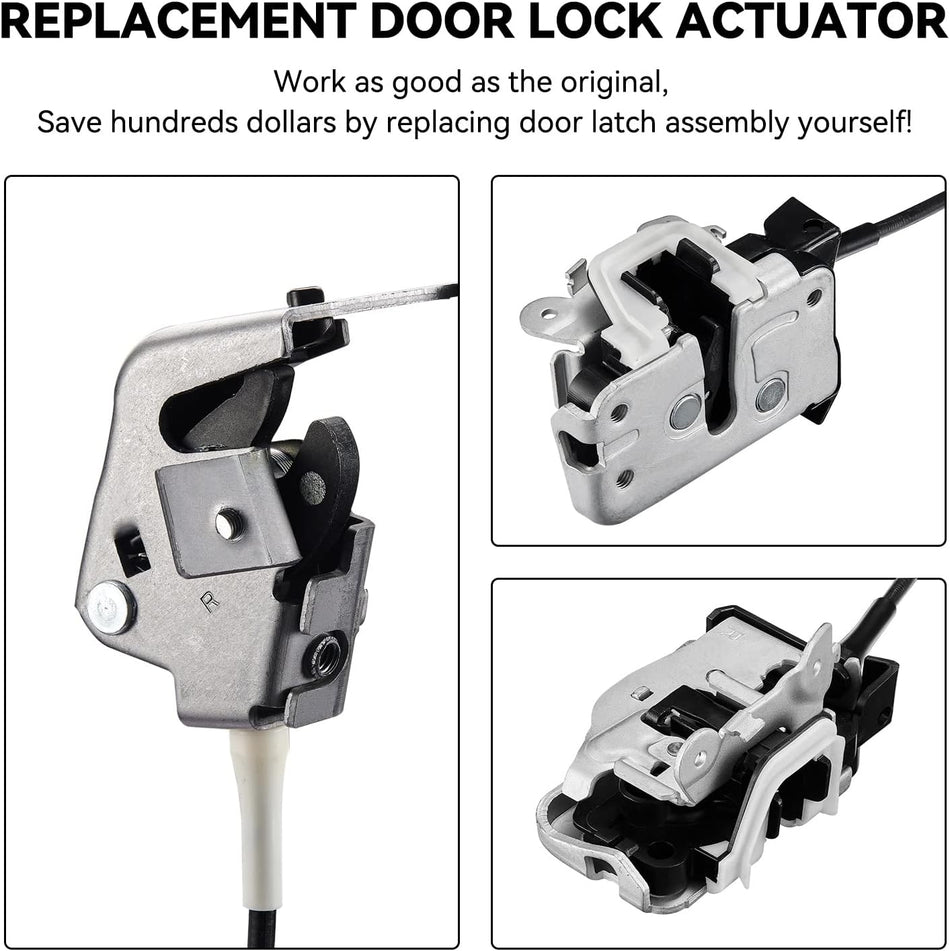 SYERAL Door Lock Latch & Cable Passenger Side Rear Right 6C3Z-28264A00-A Compatible with 1999-2007 F250 F350 Super Duty, Upper and Lower Latches Assembly