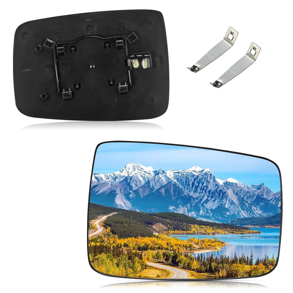 BDFHYK Mirror Glass Compatible with Dodge Ram 1500 2500 2009-2018 Side View Exterior Convex Mirror with Backing Plate, Replaces 68050298AA, 68079362AA, Heated (Right Side)