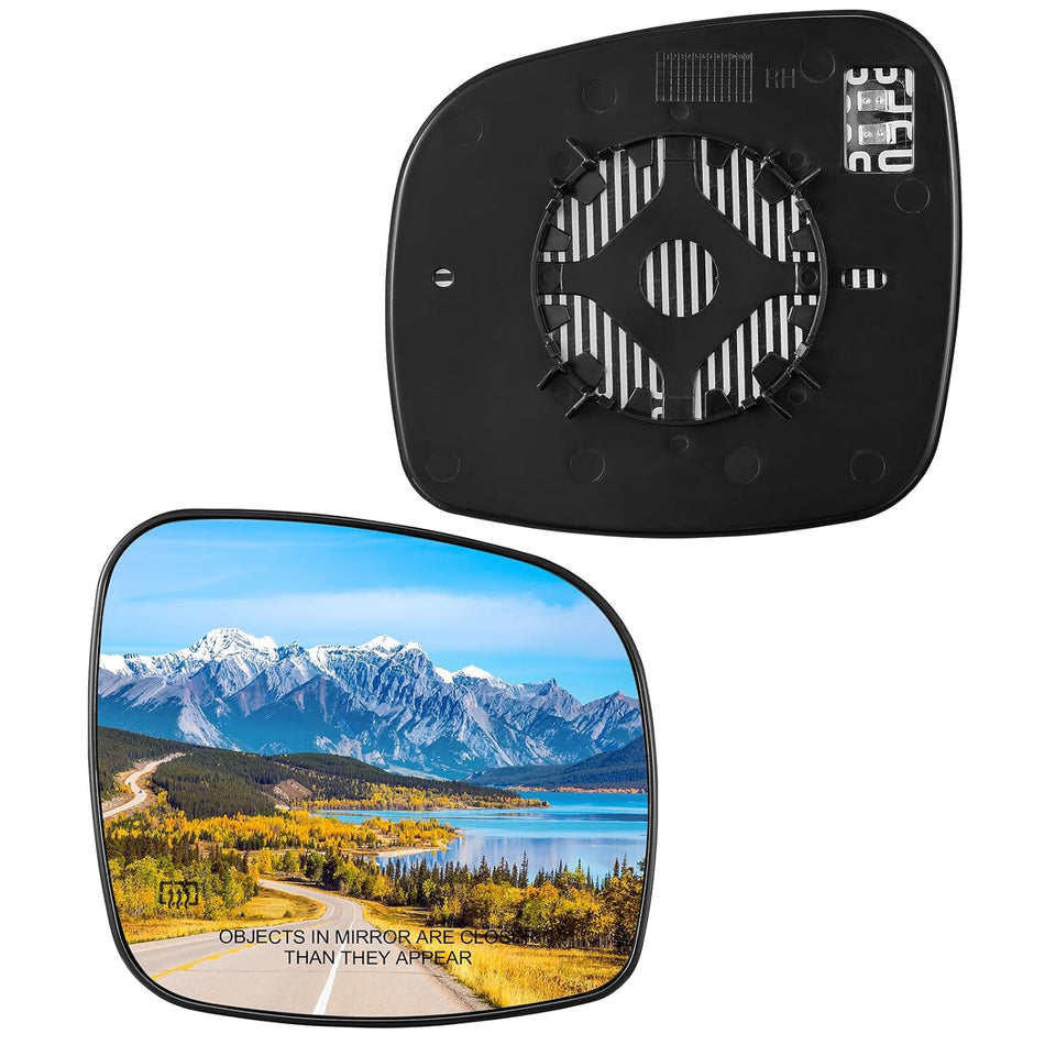 BDFHYK Mirror Glass Compatible with Chrysler Town & Country, Compatible with Dodge Grand Caravan Side View Exterior Mirror with Backing Plate, Replaces 68026176AB, Heated (Right Side)