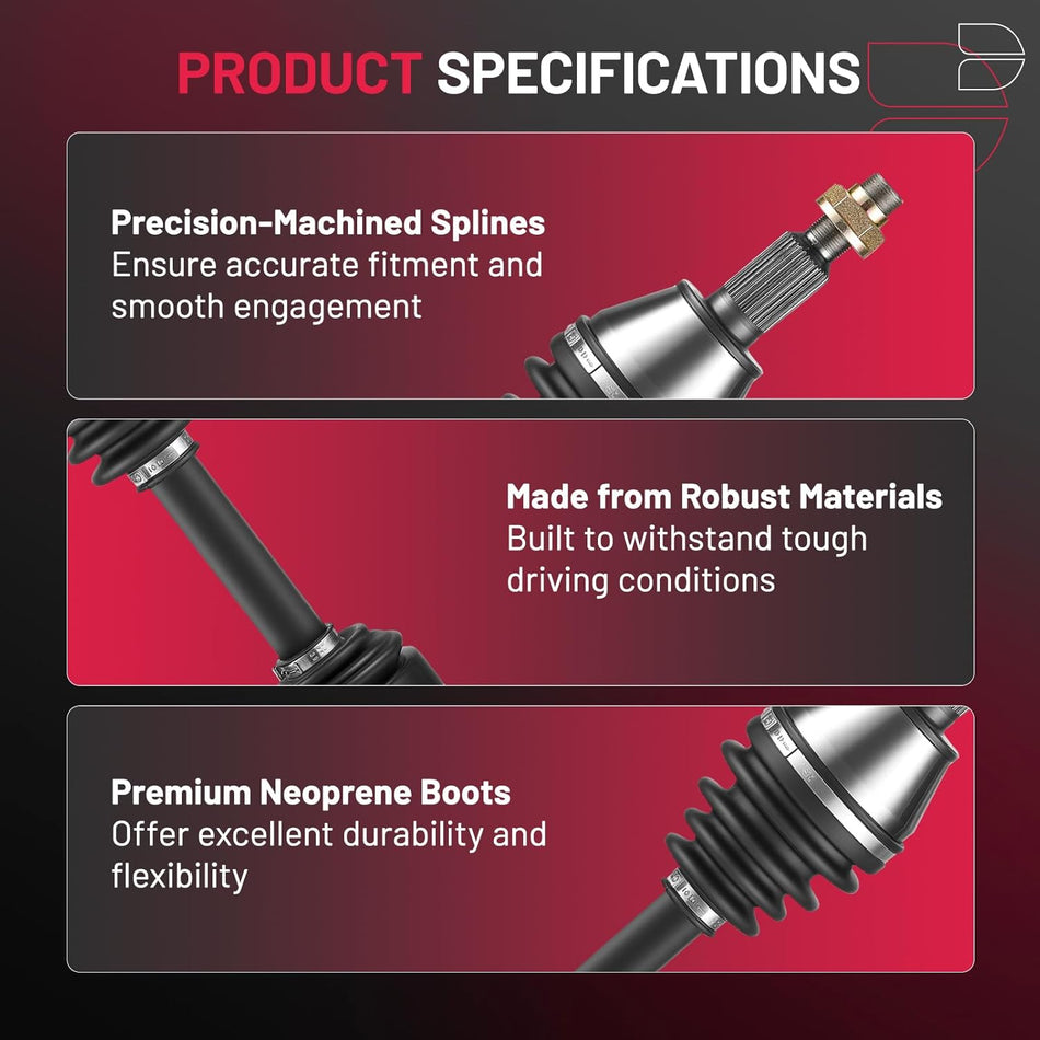 BDFHYK 2PCS NCV10040 NEX12000 CV Axle Shaft Assembly Front Left+Right Compatible with Compatible with Ram 1500 2012-2018; Compatible with Ram 1500 Classic 2019-2020