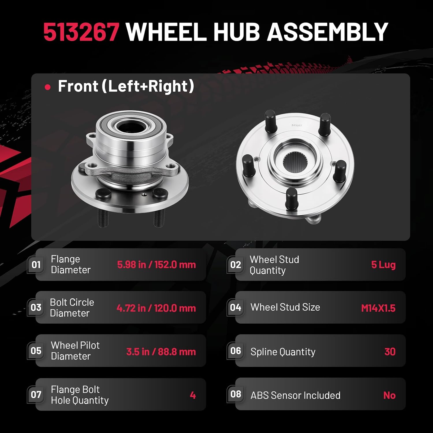 Acura MDX Honda Pilot 513267 front wheel bearing fitment detail
