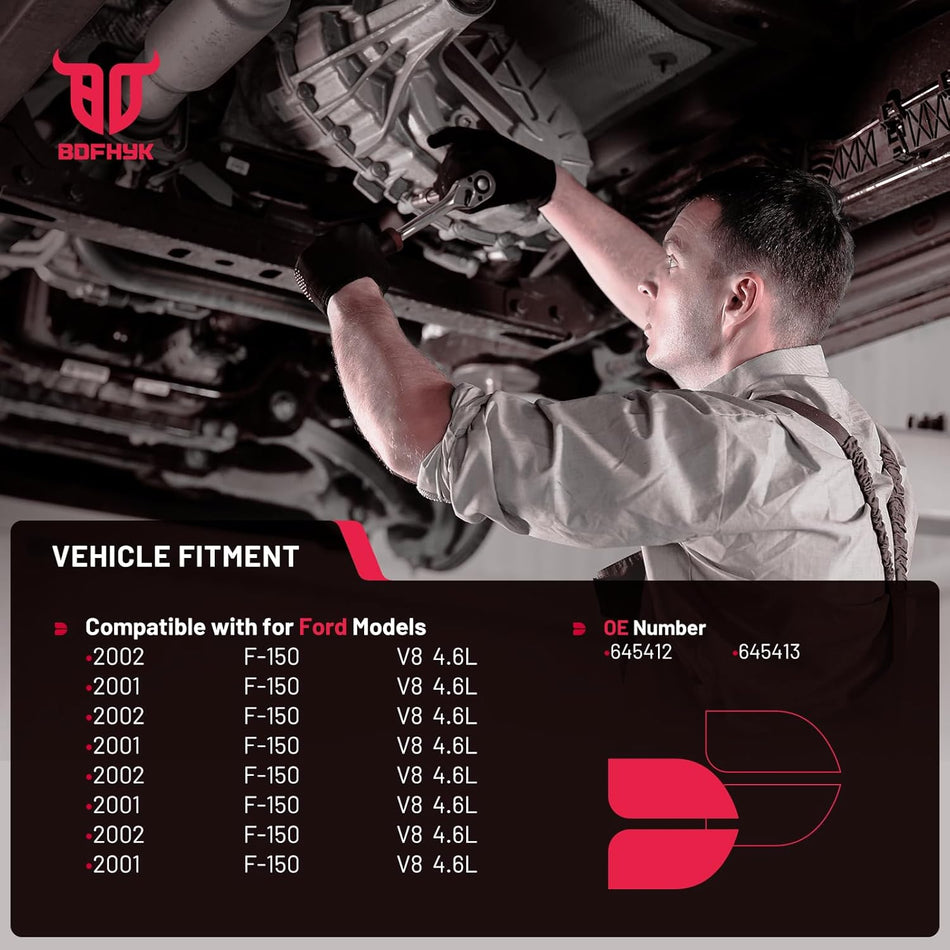 BDFHYK Exhaust Manifold Catalytic Converter Kit Direct-Fit Compatible with Ford F-150 2001-2002, V8 4.6L, EPA Compliant, Replace 645412£¬645413