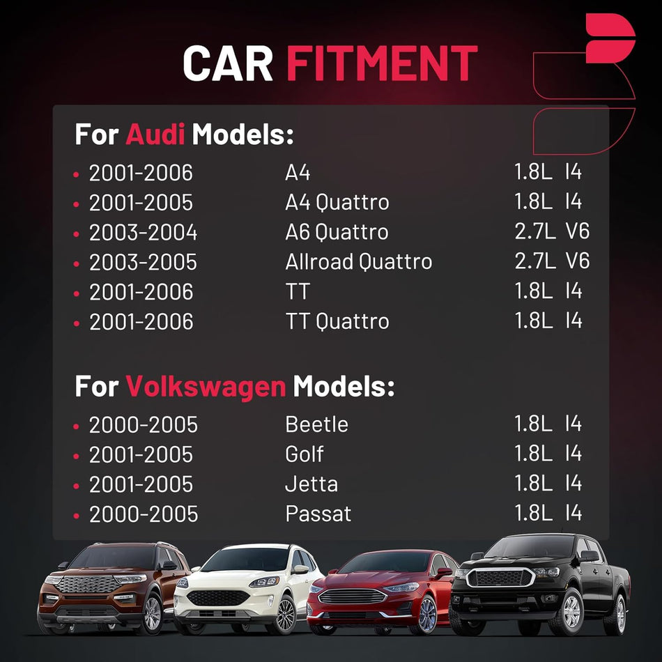 BDFHYK 4 Ignition Coil Pack UF411 and 4 Iridium Spark Plug 6458 Compatible with VW Beetle Golf Jetta Passat, Compatible with Audi A4 A6 TT Allroad Quattro 1.8L 2.7L L4 V6 Coil for C1394 06A905115D