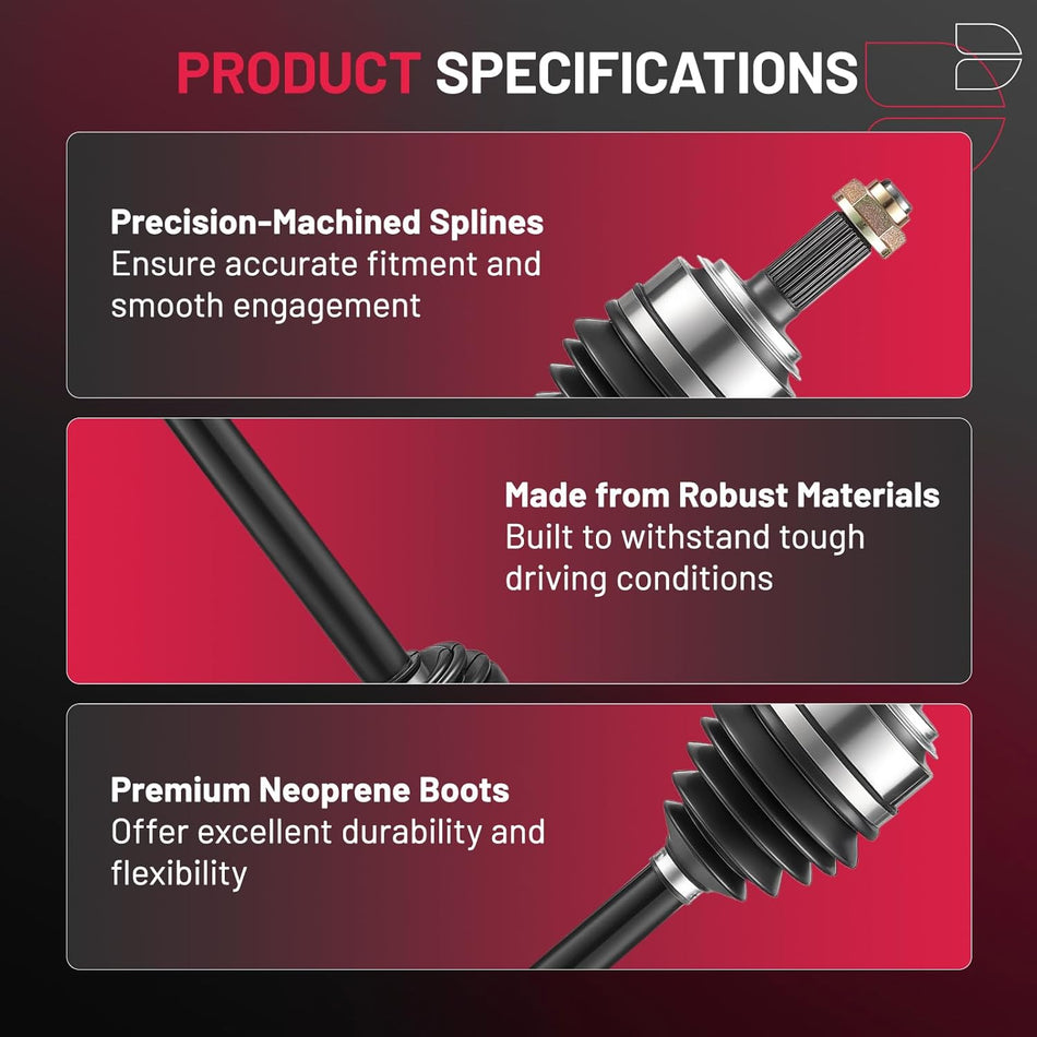 BDFHYK 2PCS NCV36127 NCV36128 CV Axle Shaft Assembly Front Left+Right Compatible with Compatible with Acura TL 2004-2006; Compatible with Honda Accord 2003-2007