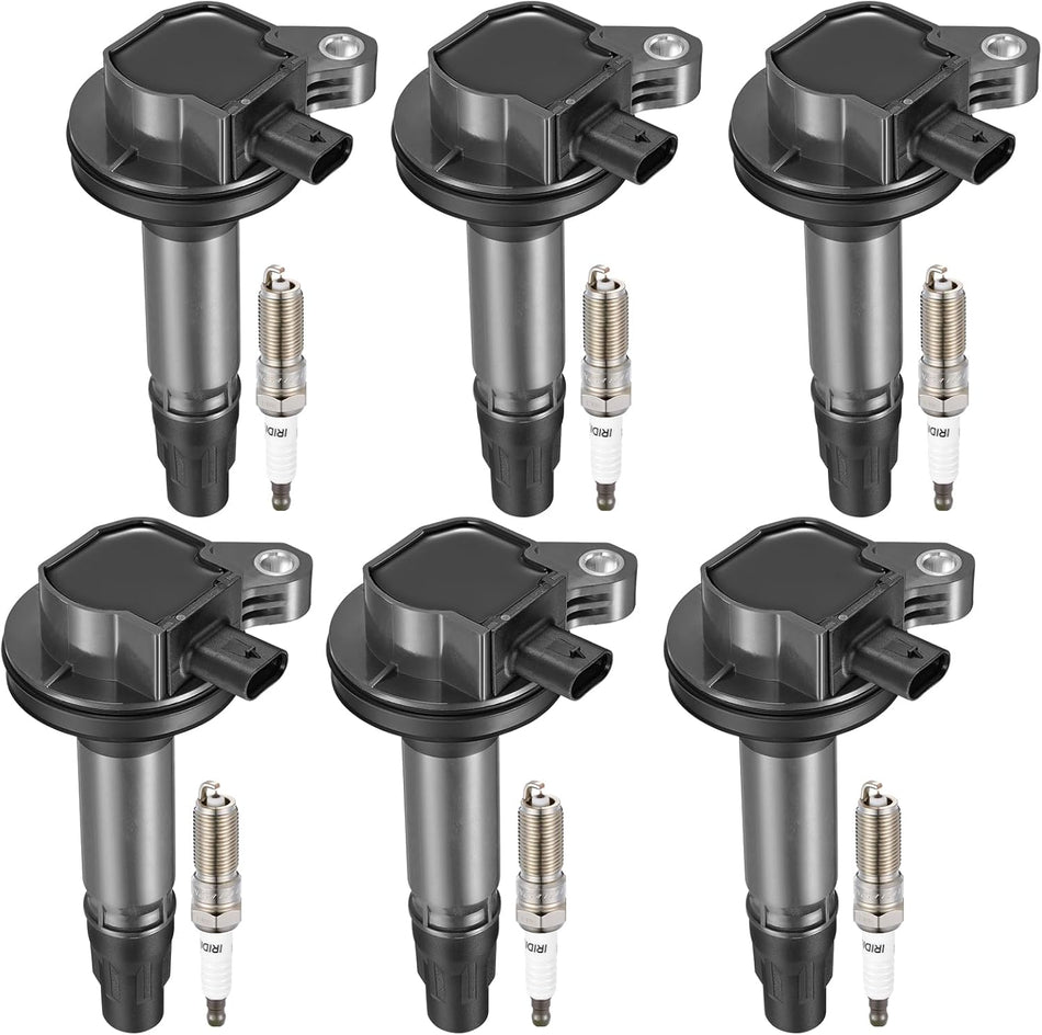 BDFHYK 6 Ignition Coil Pack UF823 and 6 Iridium Spark Plug 6509 Compatible with Edge F150 Mustang Taurus Explorer Transit 150 250 350 HD,Compatible with Lincoln MKT MKX Continental Coil for DG563