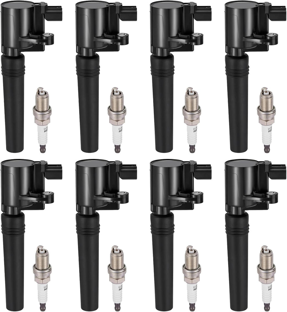 BDFHYK 8 Ignition Coil Pack FD506 and 8 Iridium Spark Plug 4503 Compatible with Lincoln 2000-2006 LS, Compatible with Ford 2002-2005 Thunderbird 3.9L V8 Coil for DG515 DG509