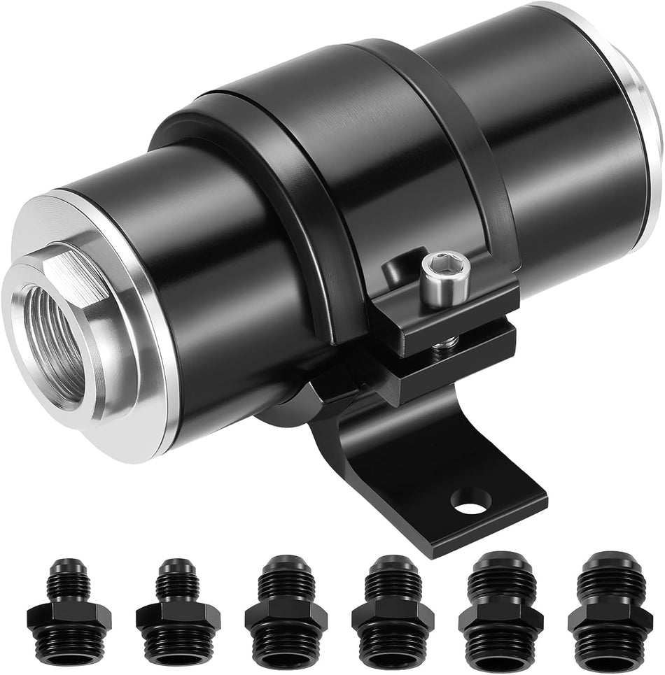 BDFHYK 100 Micron Inline Fuel Filter with Bracket Clamp, 6AN 8AN 10AN Universal 50MM Aluminum High Flow Fuel Filter for EFI Fuel System, LS Exchange